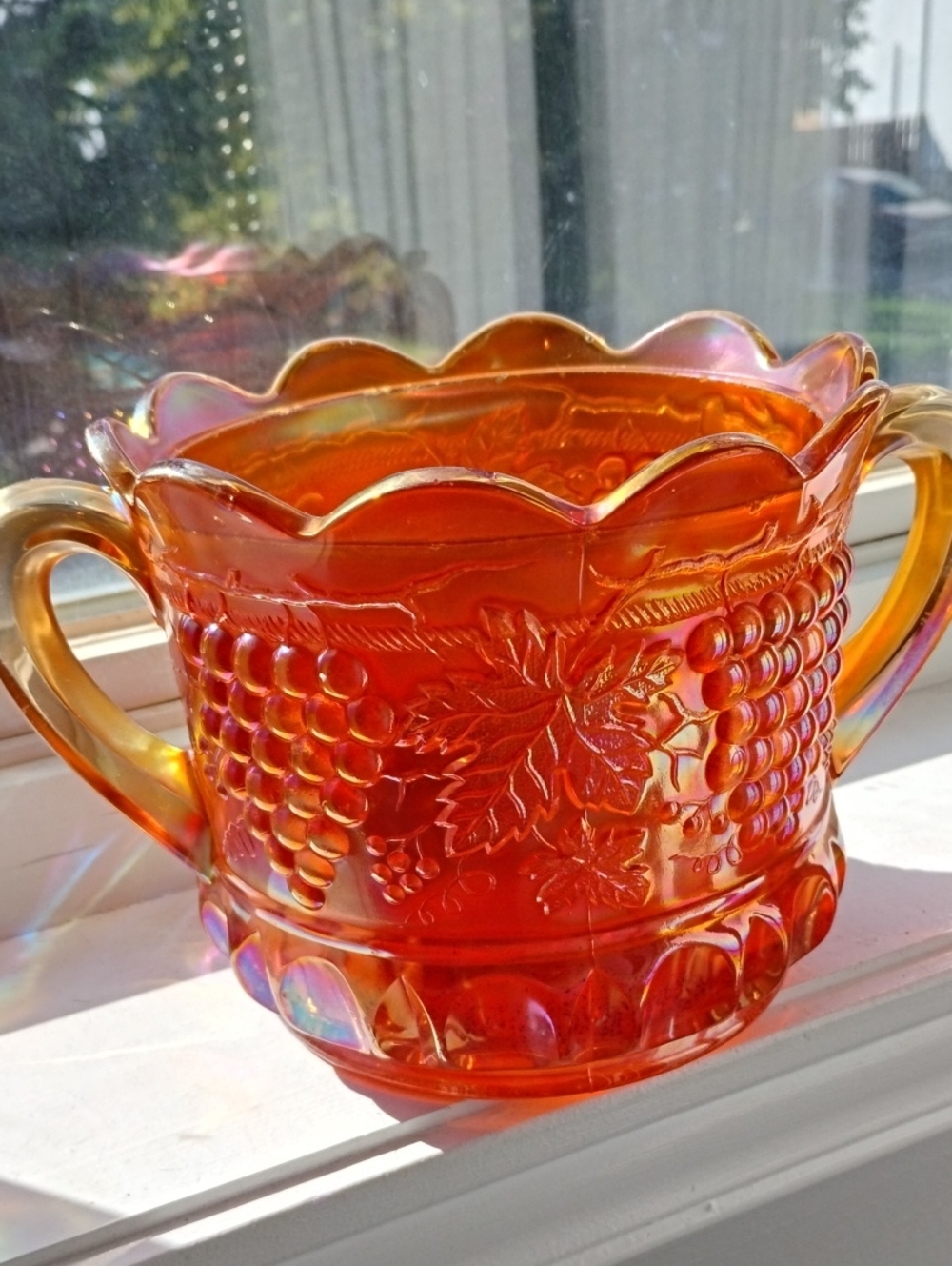 Merigold Northwood Carnival Glass Two-Handled Bonbon Bowl